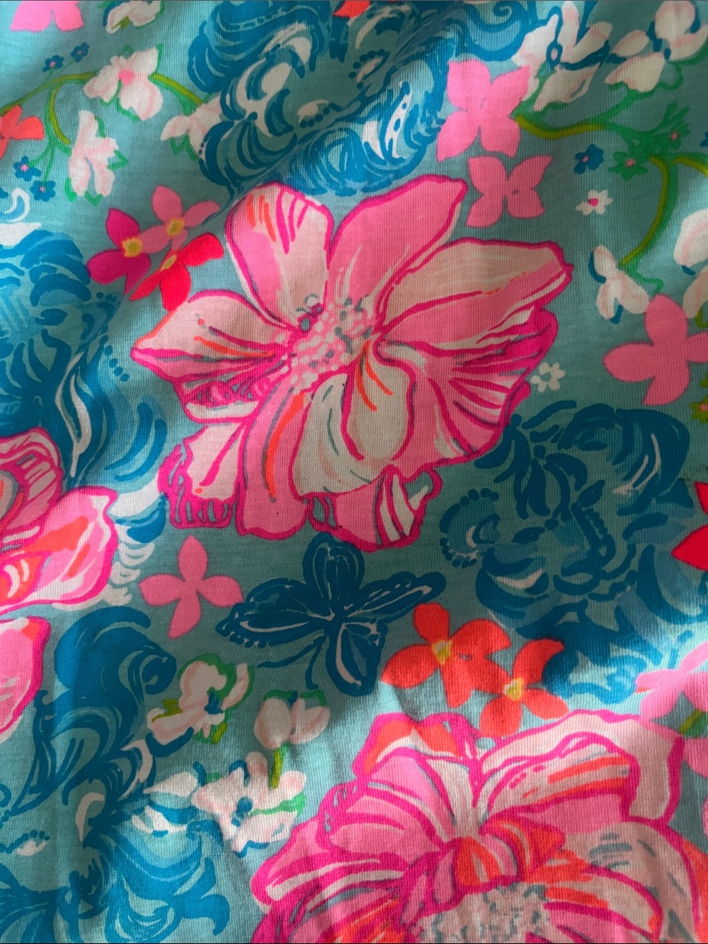 Lilly Pulitzer Aqua Dress with Pink Floral Ruffles - Picture 4 of 7